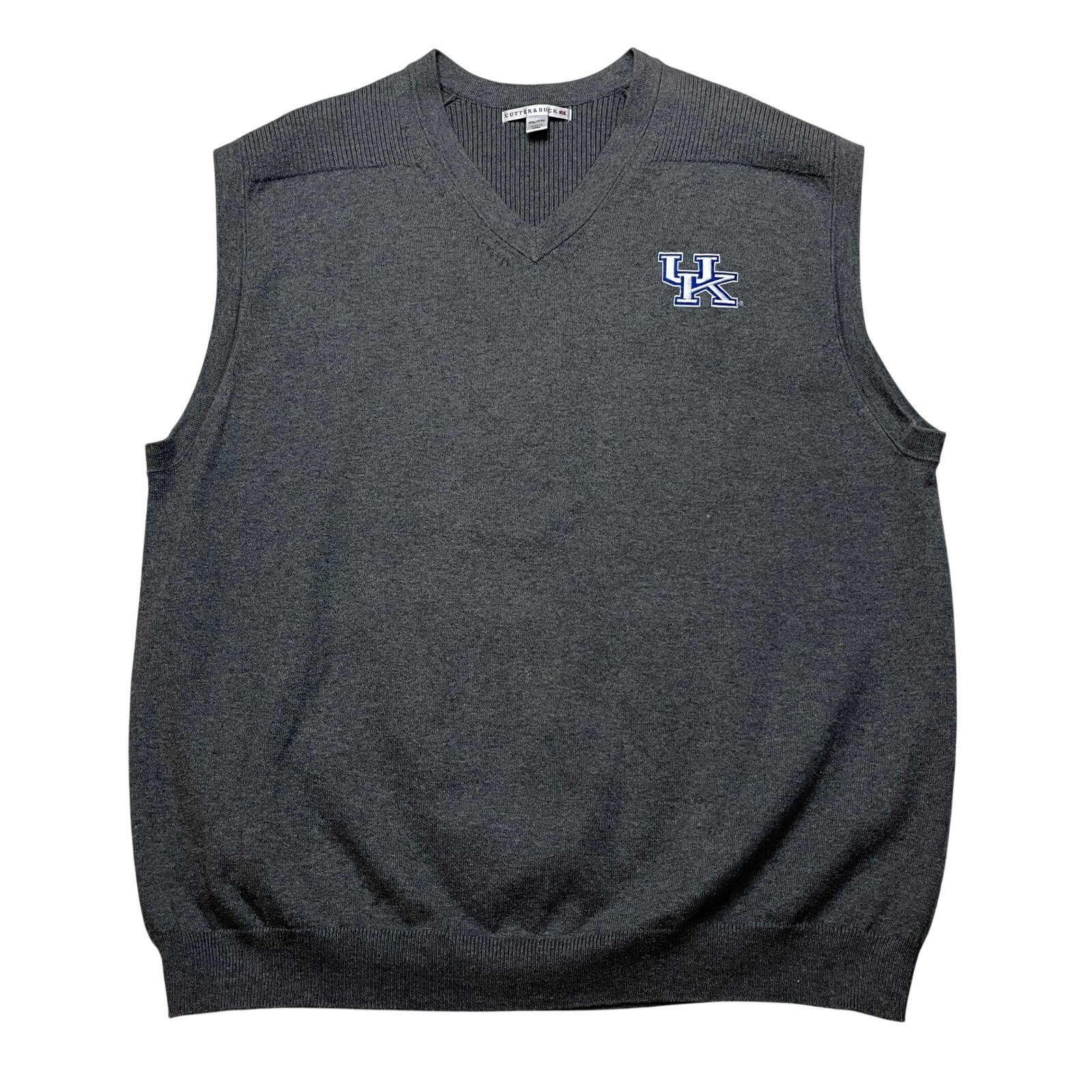 Cutter & Buck Sweater Vest Mens Xxl Gray Kentucky Wildcats Supima Cotton V-Neck